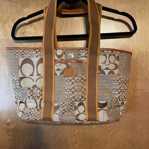 Vintage Coach Tote Tan & Brown & Coach Trademark